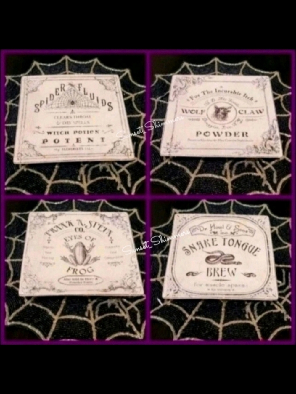 4pc Halloween Apothecary Witches Brew Potions Salad Appetizer Dessert Plate Set